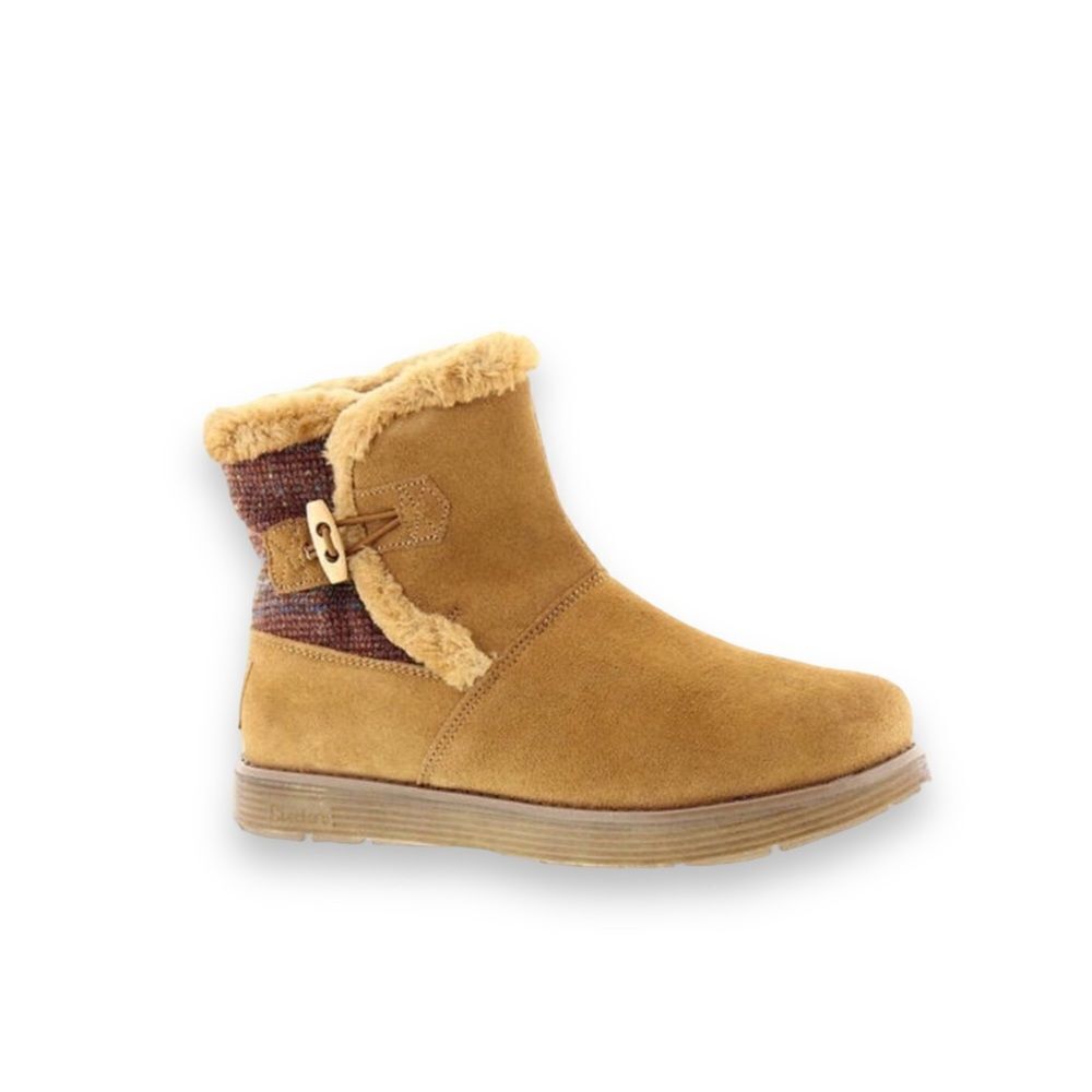 Tan Suede Leather Soft Faux Fur Lined Winter Ankle Boots NEW